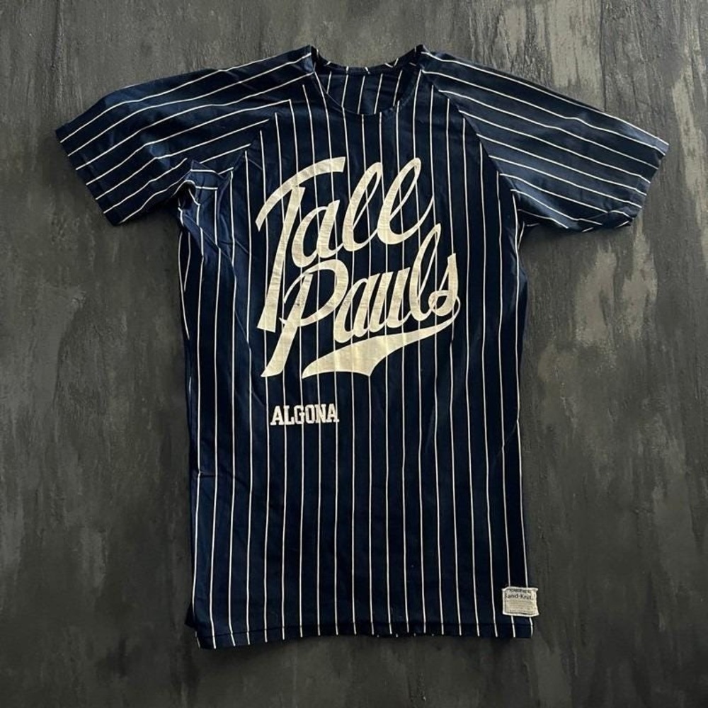 Vintage 1970s Striped Jersey Mens Large Blue 1970s Tall Pauls Algona Iowa